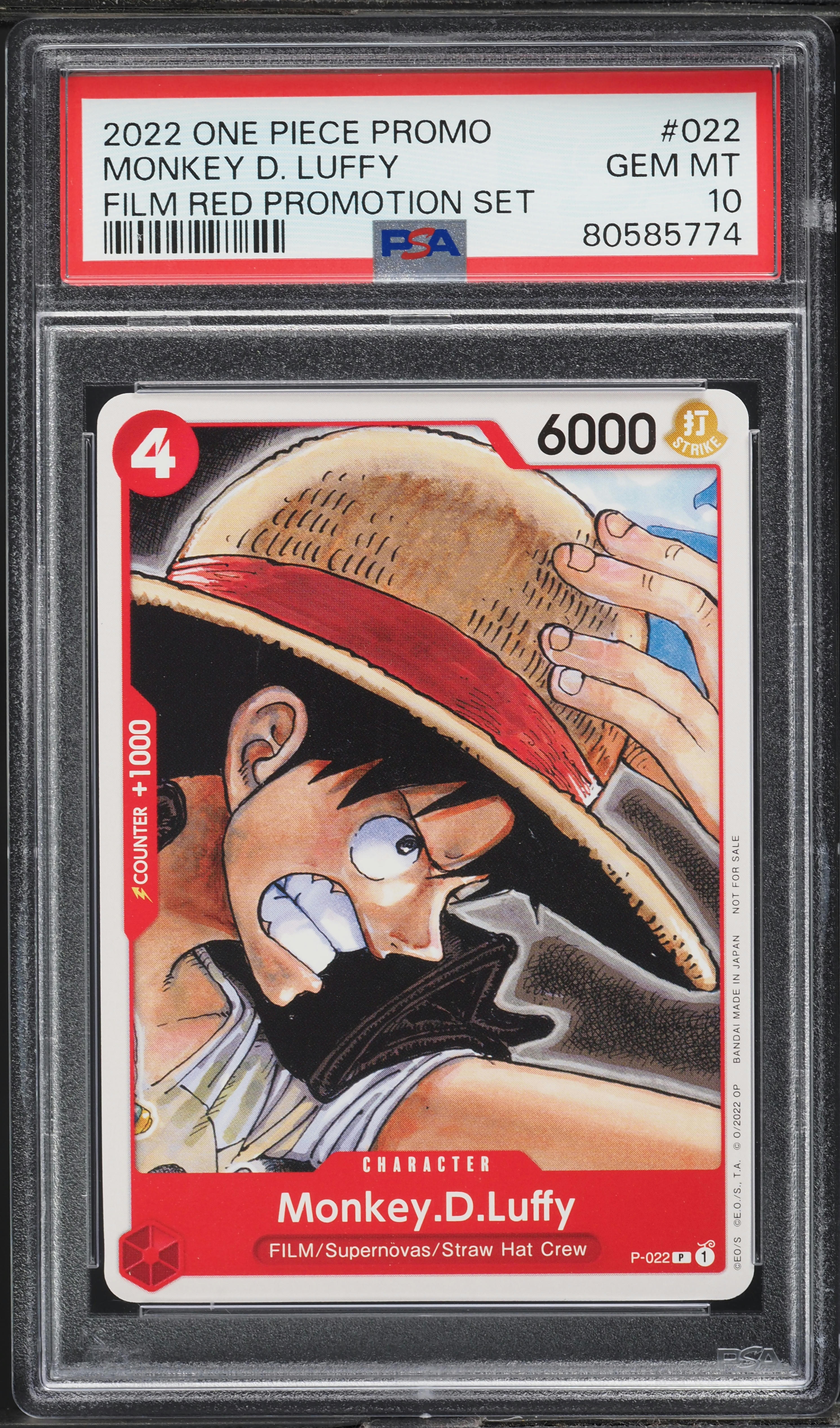 2022 One Piece Promo Film Red Set Monkey D. Luffy #P-022 PSA 10