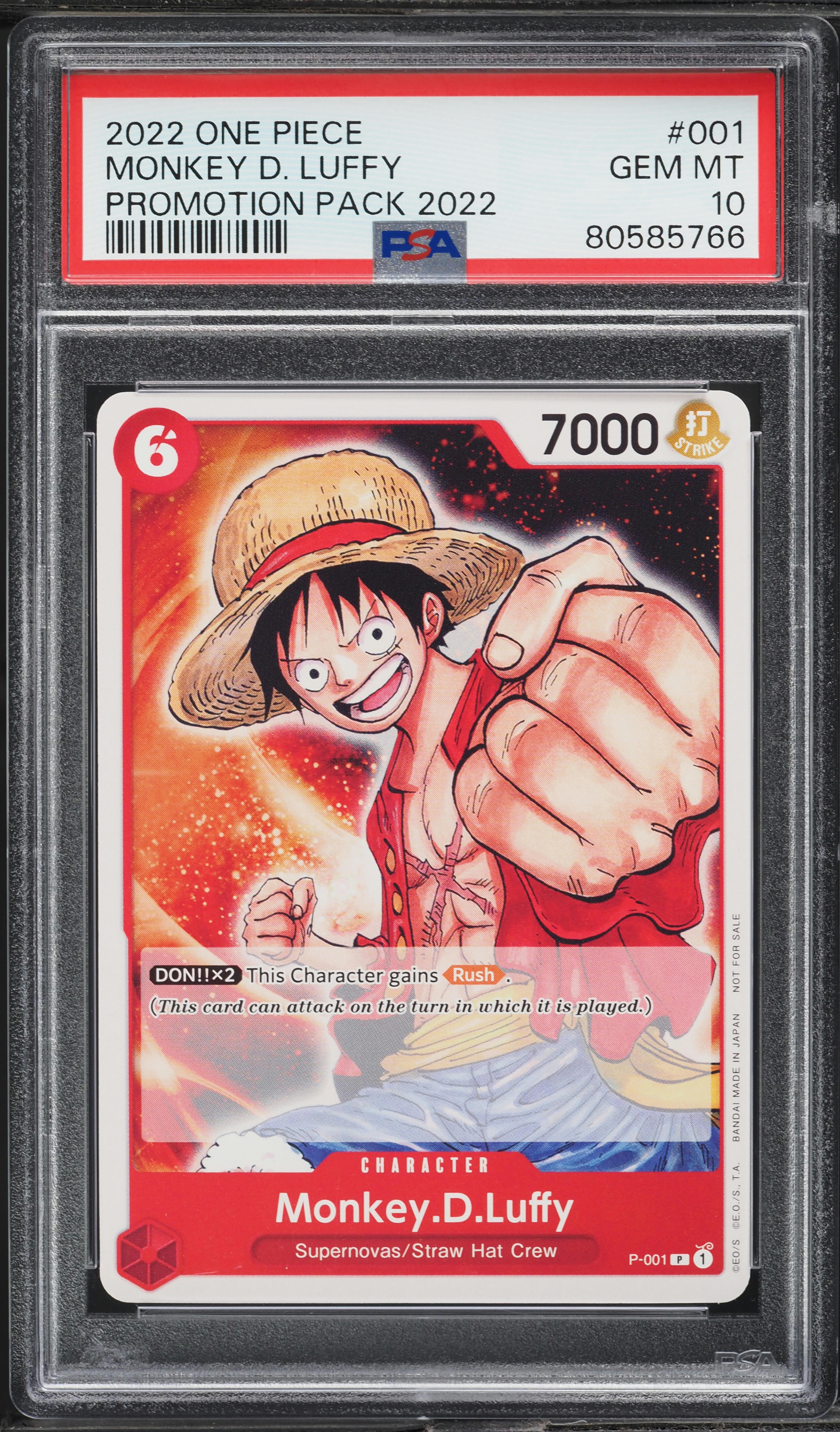 2022 One Piece Promo Pack '22 Monkey D. Luffy #P-001 PSA 10 GEM