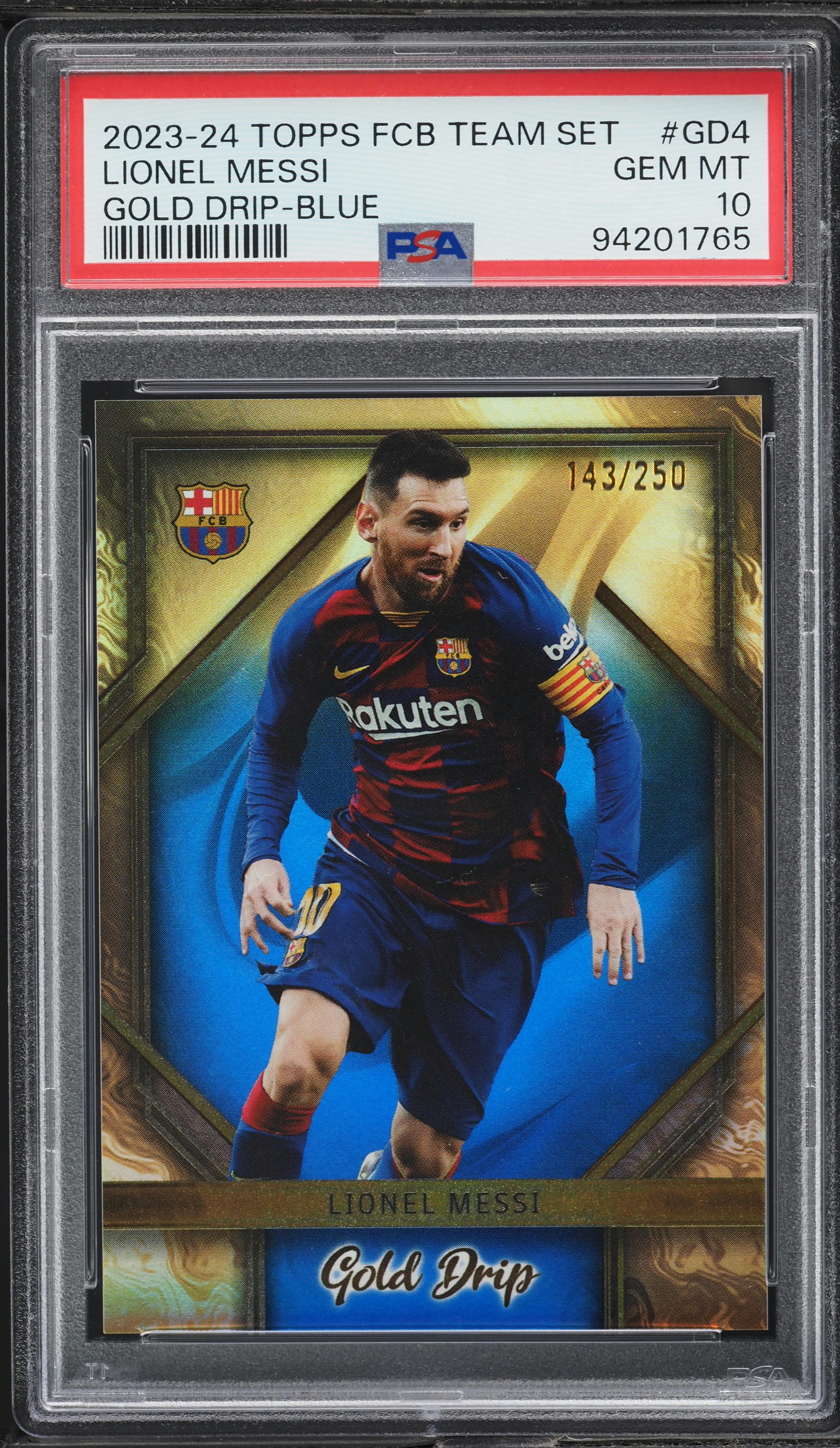 2023 Topps FC Barcelona Team Set Gold Drip Blue Lionel Messi /250