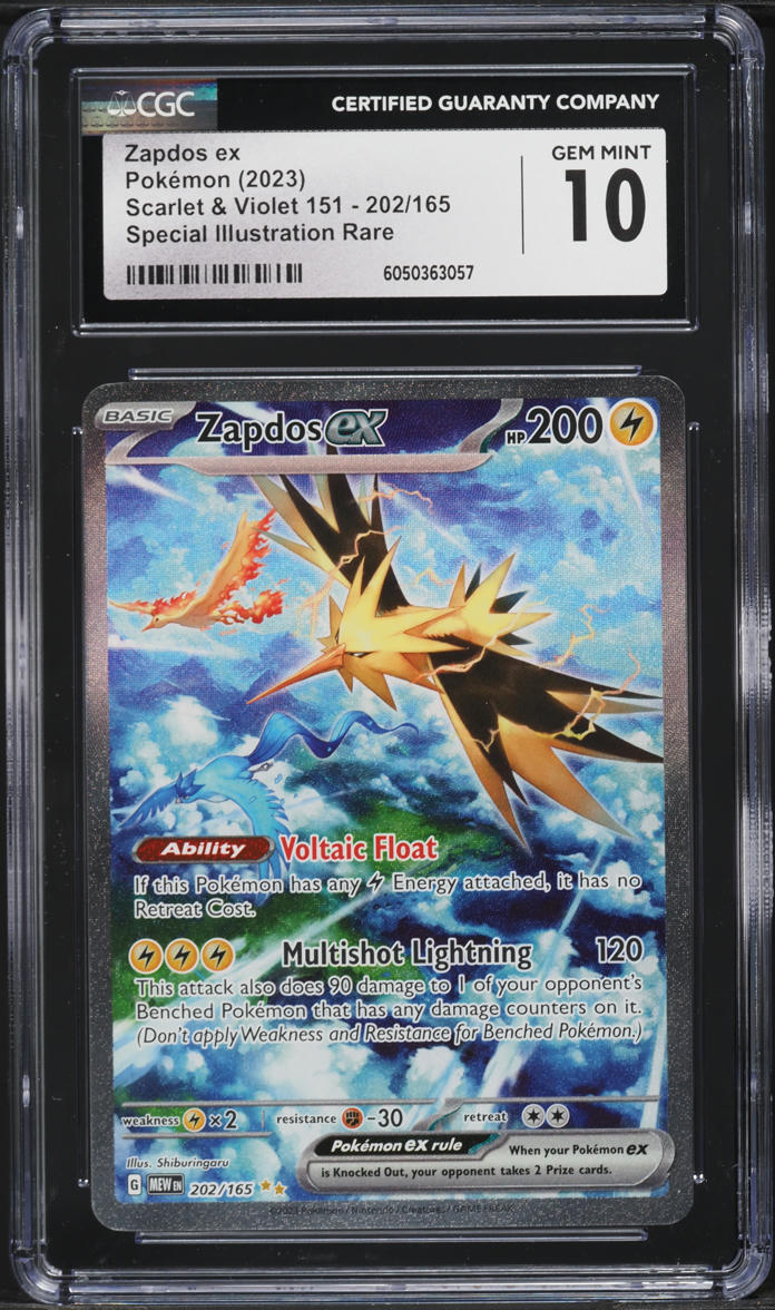 2023 Pokemon Scarlet & Violet 151 SIR Zapdos ex #202 CGC 10 GEM MINT