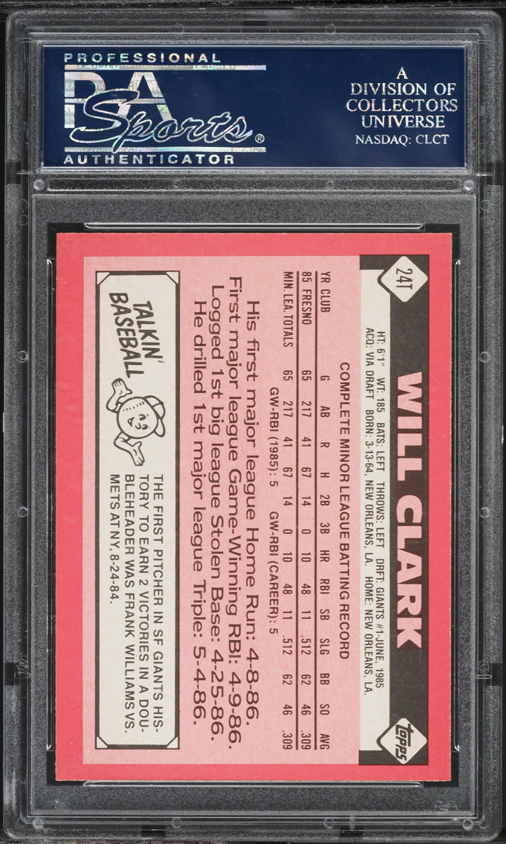 1986 Topps Traded Tiffany Will Clark ROOKIE #24T PSA 10 GEM MINT