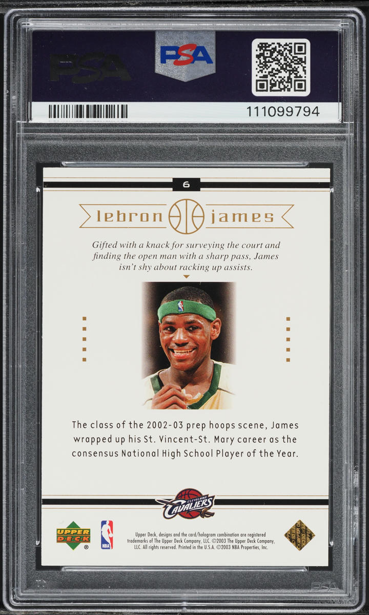 2003 Upper Deck Box Set LeBron James ROOKIE #6 PSA 9 MINT