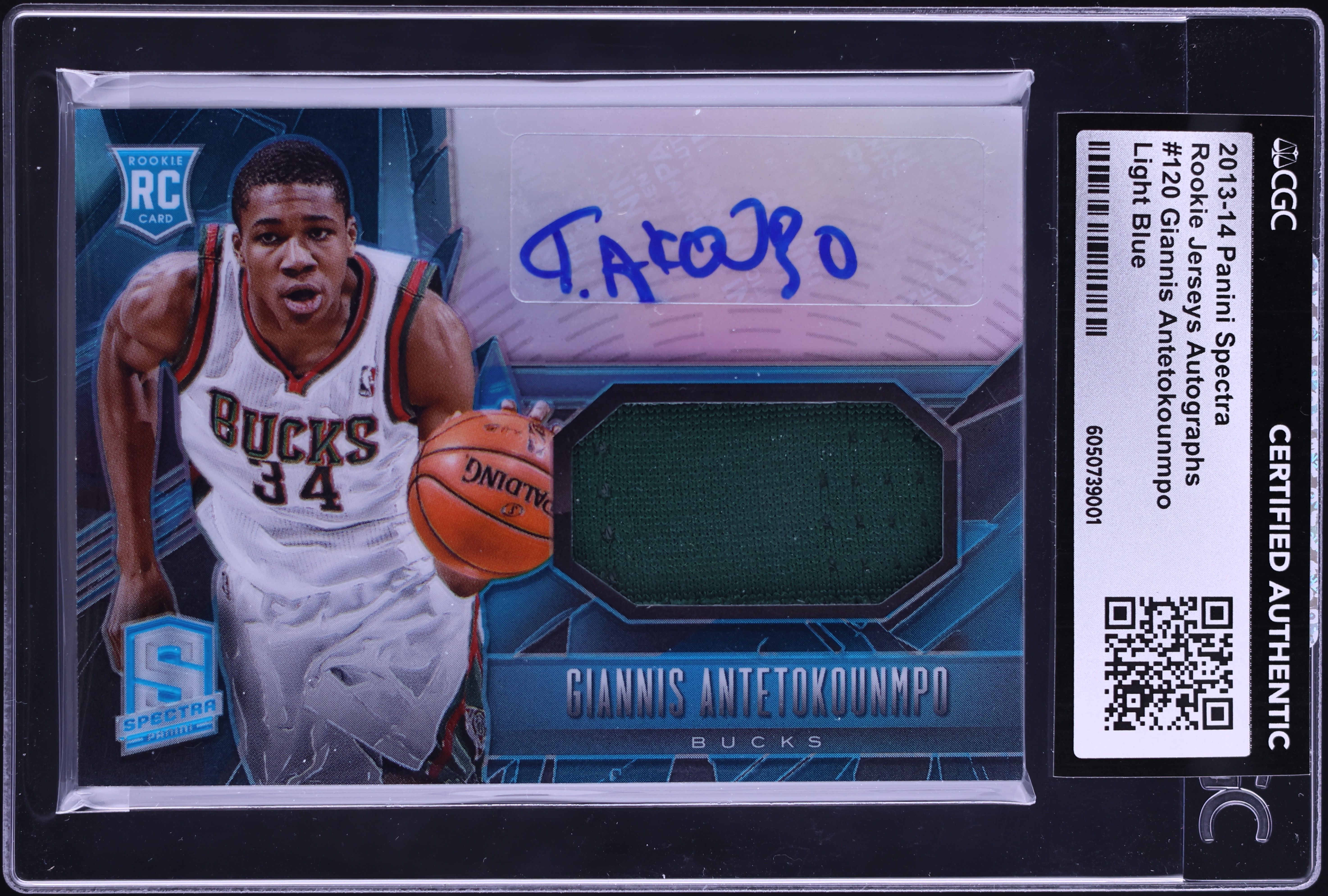 2013 Spectra Light Blue Giannis Antetokounmpo RC PATCH AUTO /99