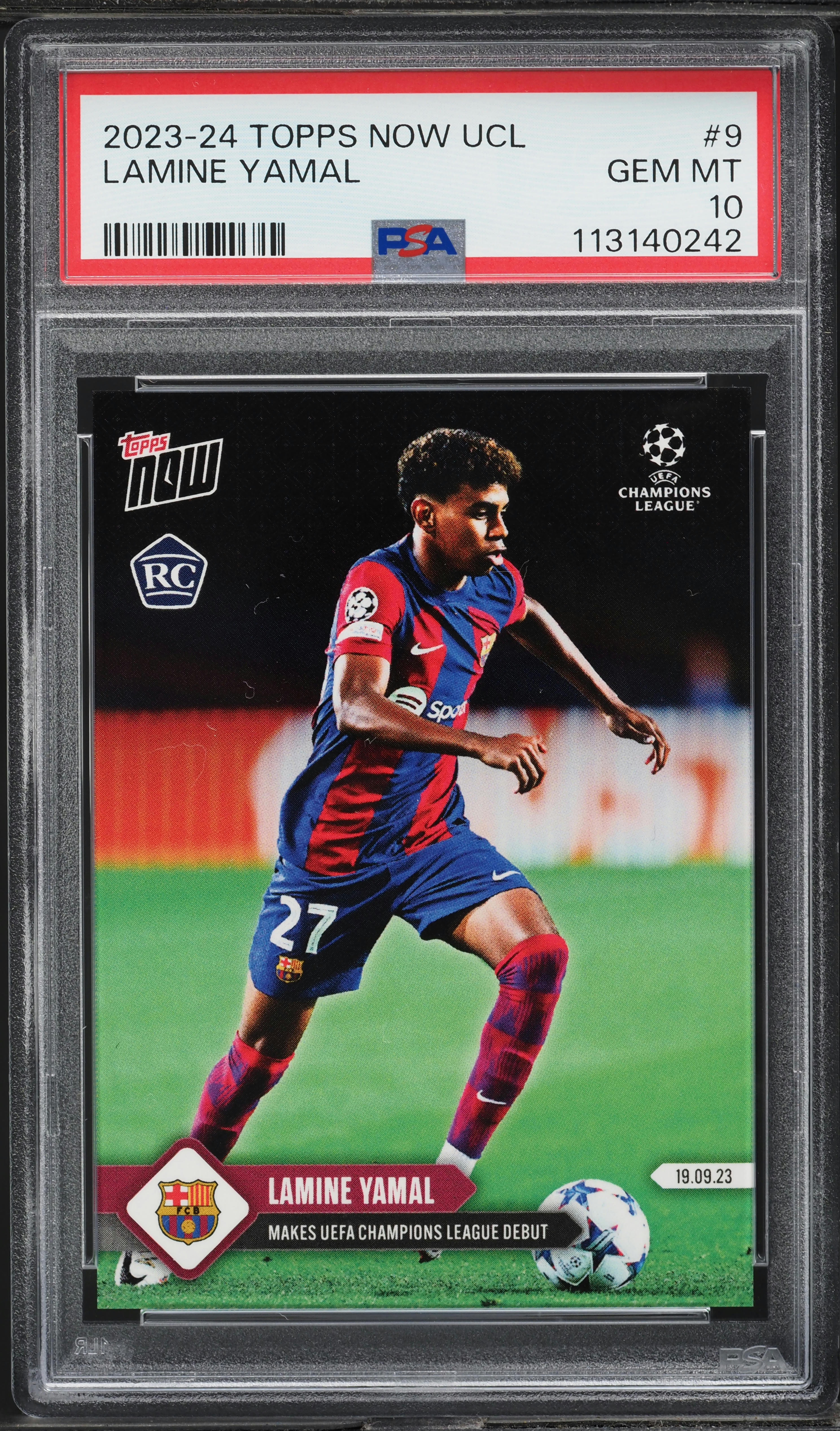 2023 Topps Now UEFA Champions League Lamine Yamal ROOKIE #9 PSA 10 