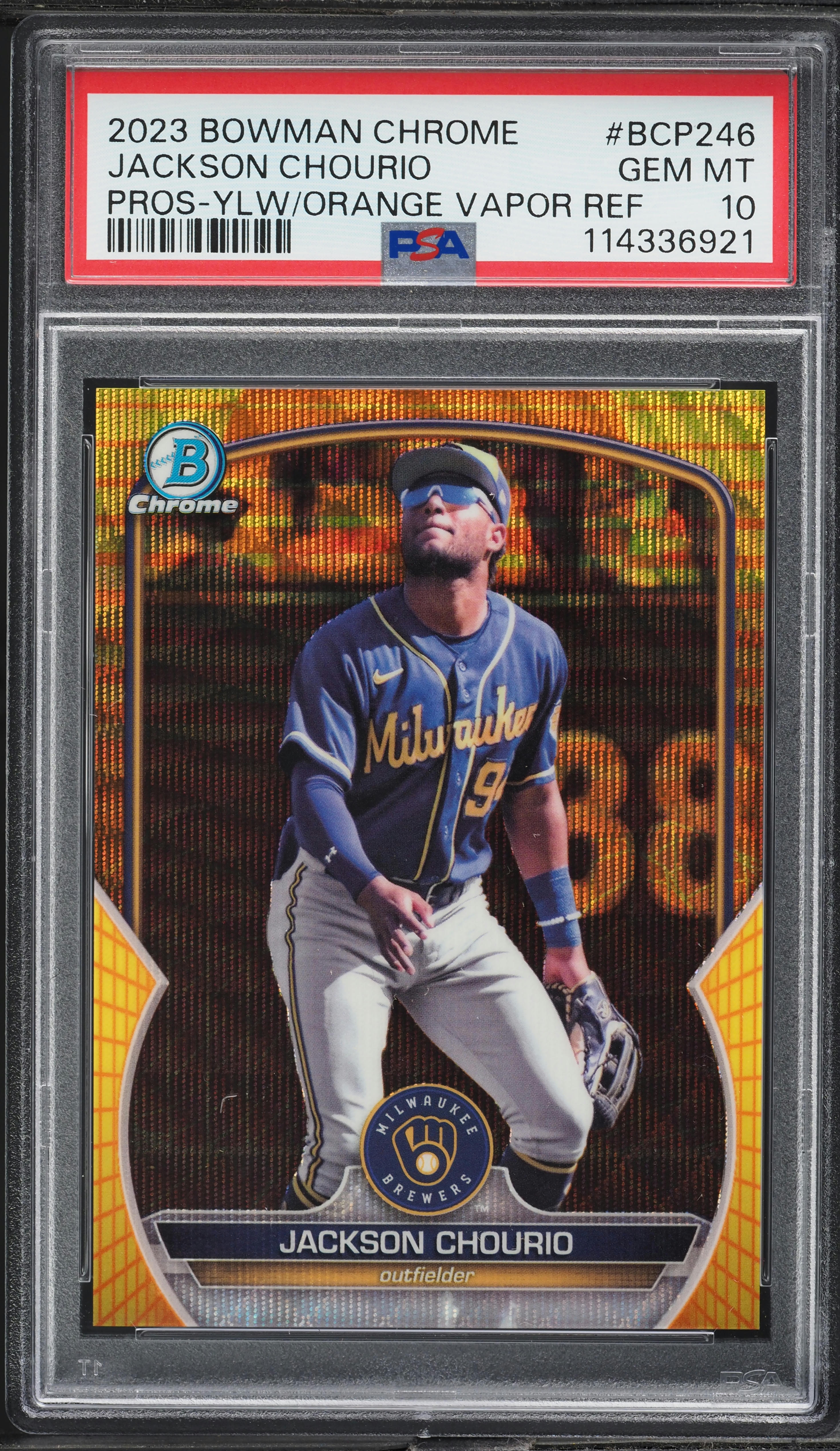 2023 Bowman Chrome Yellow Orange Vapor Jackson Chourio /75 #BCP246