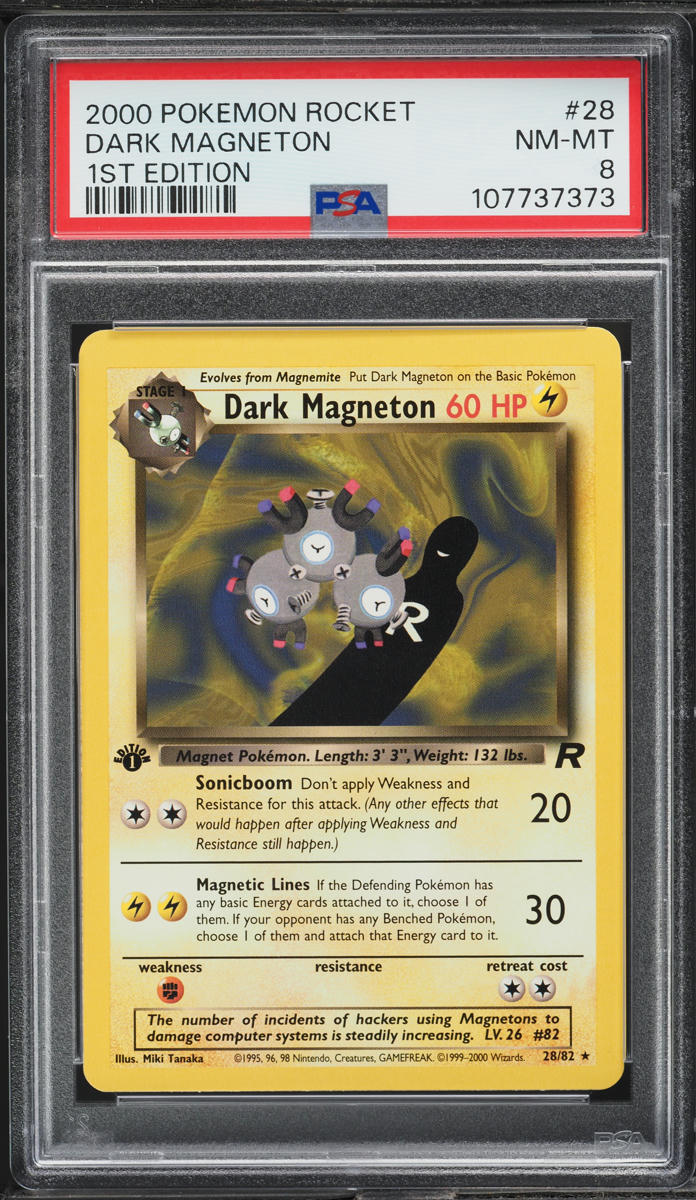 2000 Pokemon Team Rocket 1st Edition Dark Magneton #28 PSA 8 NM-MT