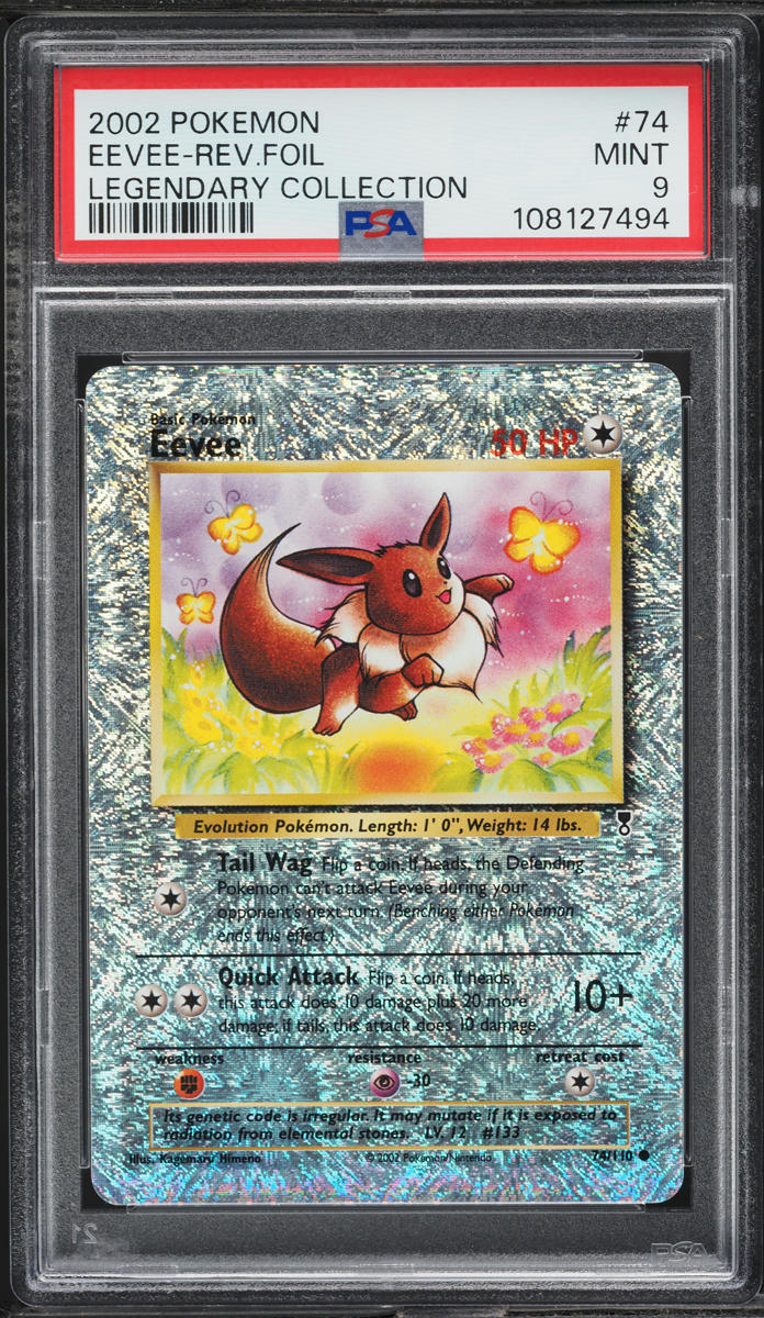 2002 Pokemon Legendary Collection Reverse Holo Eevee #74 PSA 9