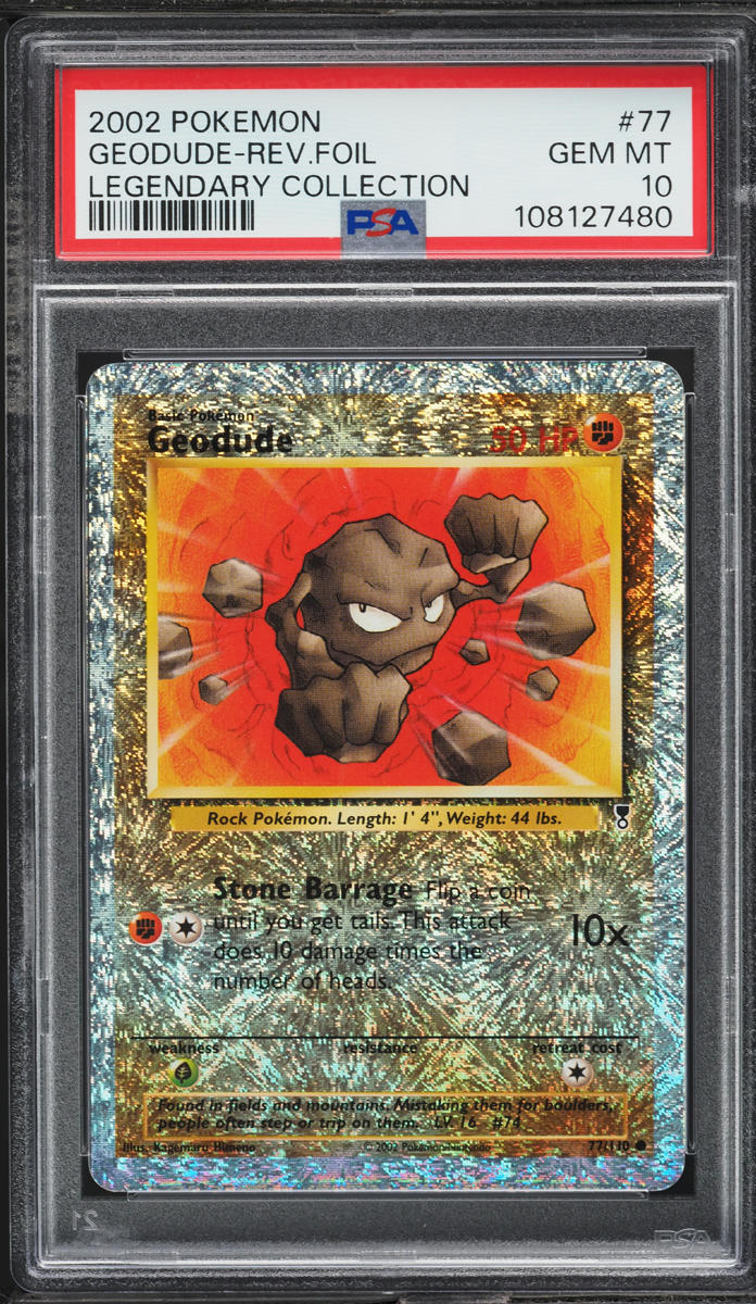 2002 Pokemon Legendary Collection Reverse Holo Geodude #77 PSA 10 GEM MINT