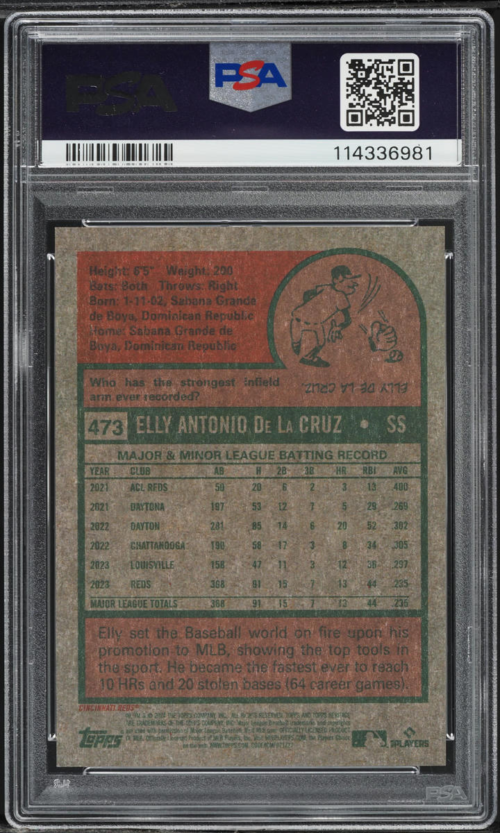 2024 Topps Heritage Chrome Elly De La Cruz ROOKIE /999 #473 PSA 10 GEM MINT