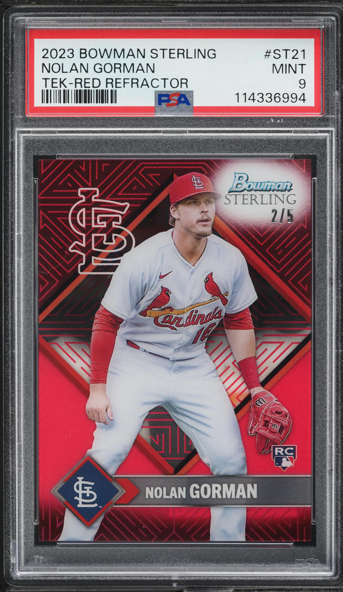 2023 Bowman Sterling Tek Red Refractor Nolan Gorman ROOKIE /5 #ST21 PSA 9 MINT