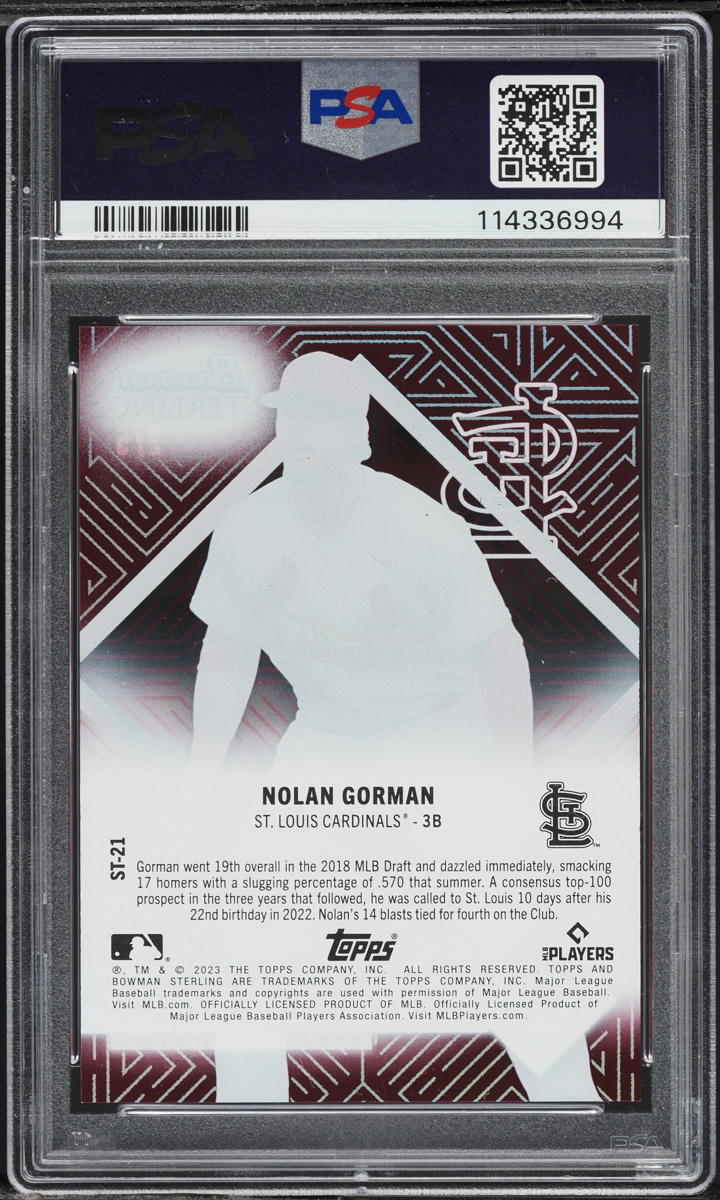 2023 Bowman Sterling Tek Red Refractor Nolan Gorman ROOKIE /5 #ST21 PSA 9 MINT