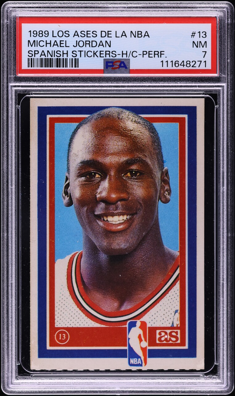 1989 Los Ases De La NBA Spanish Stickers Michael Jordan #13 PSA 7