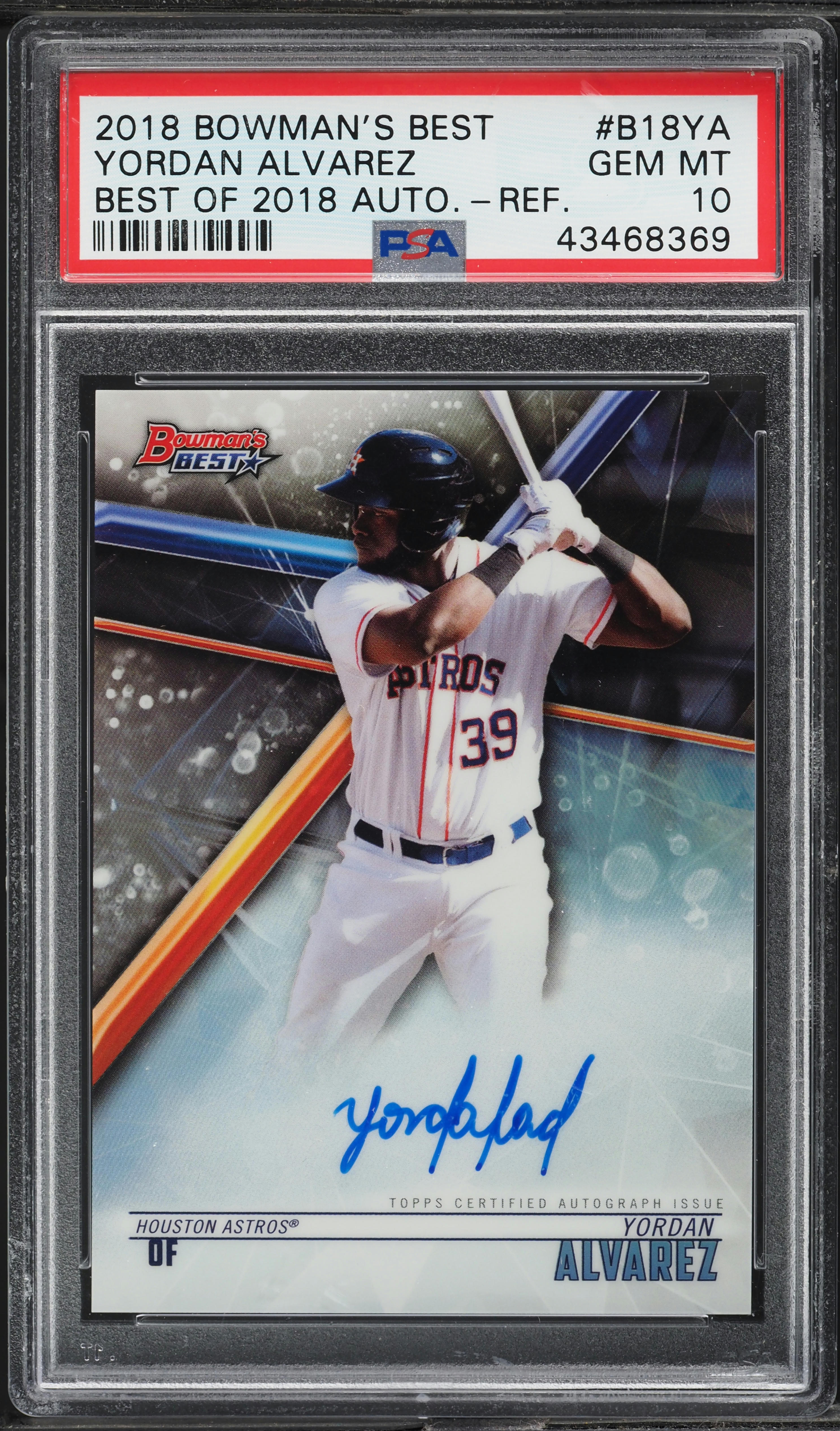2018 Bowman's Best Of '18 Refractor Yordan Alvarez AUTO #B18-YA