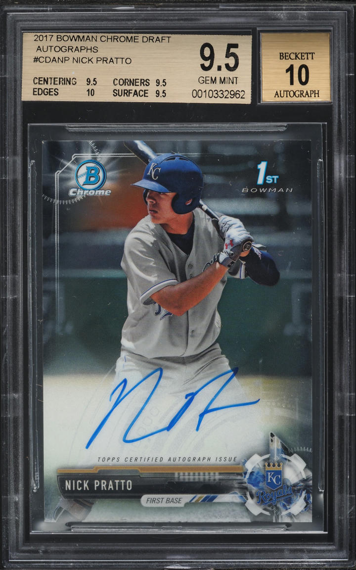2017 Bowman Chrome Draft Nick Pratto PROSPECT AUTO #CDANP BGS 9.5 GEM MINT