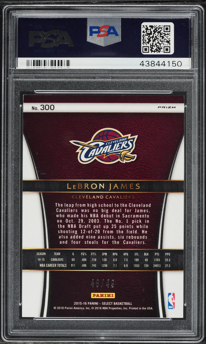 2015 Panini Select Copper Prizm LeBron James /49 #300 PSA 9 MINT