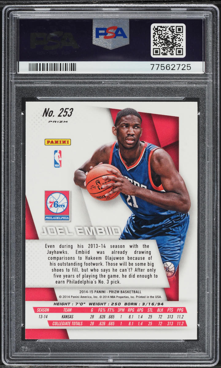 2014 Panini Prizm Green Joel Embiid ROOKIE #253 PSA 10 GEM MINT