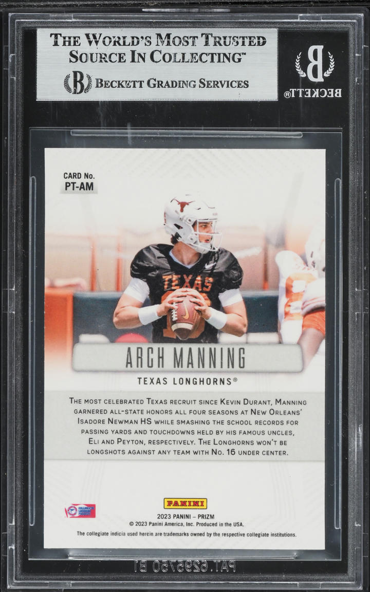 2023 Panini Prizm Arch Manning Throwback Arch Manning #PTAM BGS 9 MINT