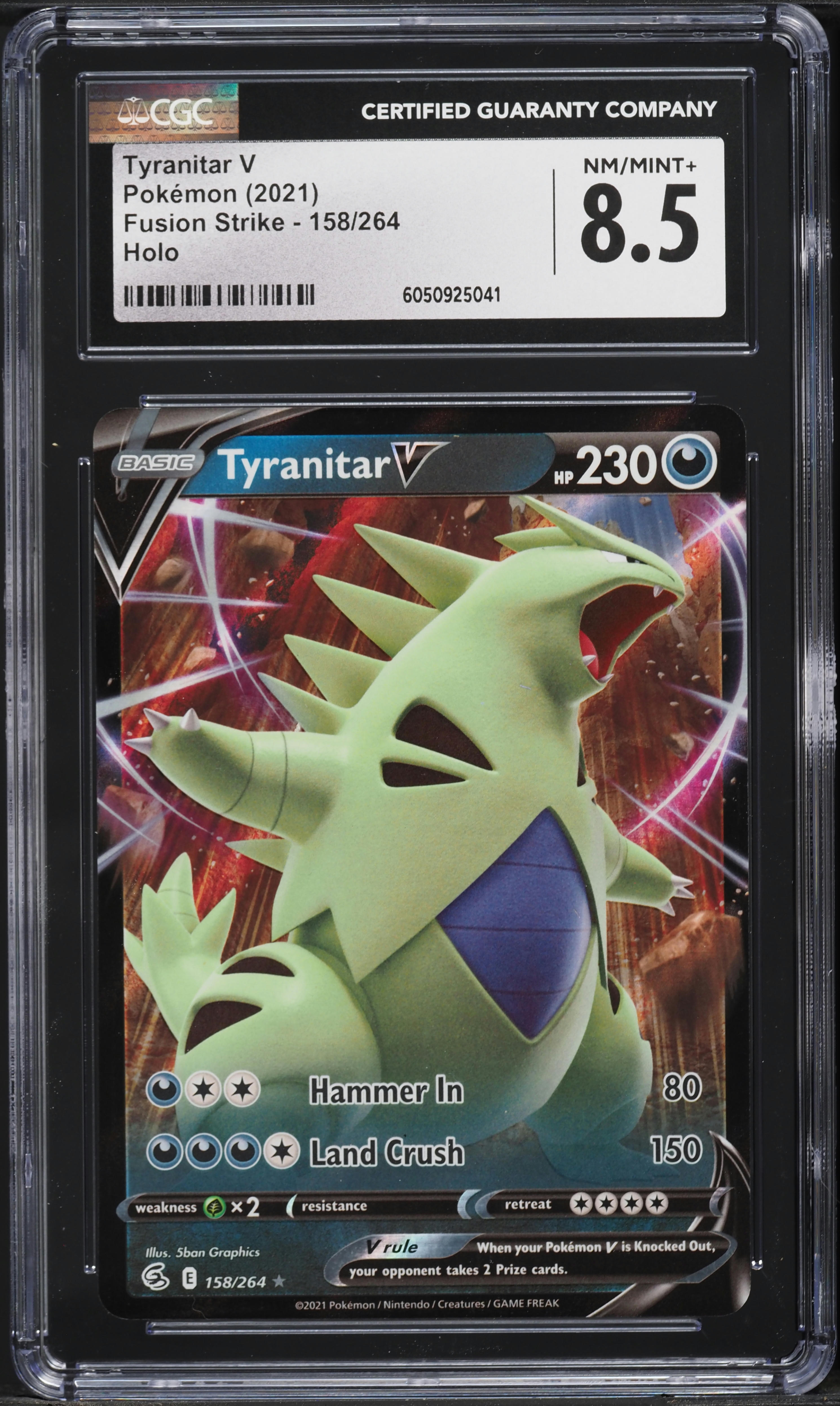 2021 Pokemon Sword & Shield Fusion Strike Tyranitar V #158 CGC 8.5