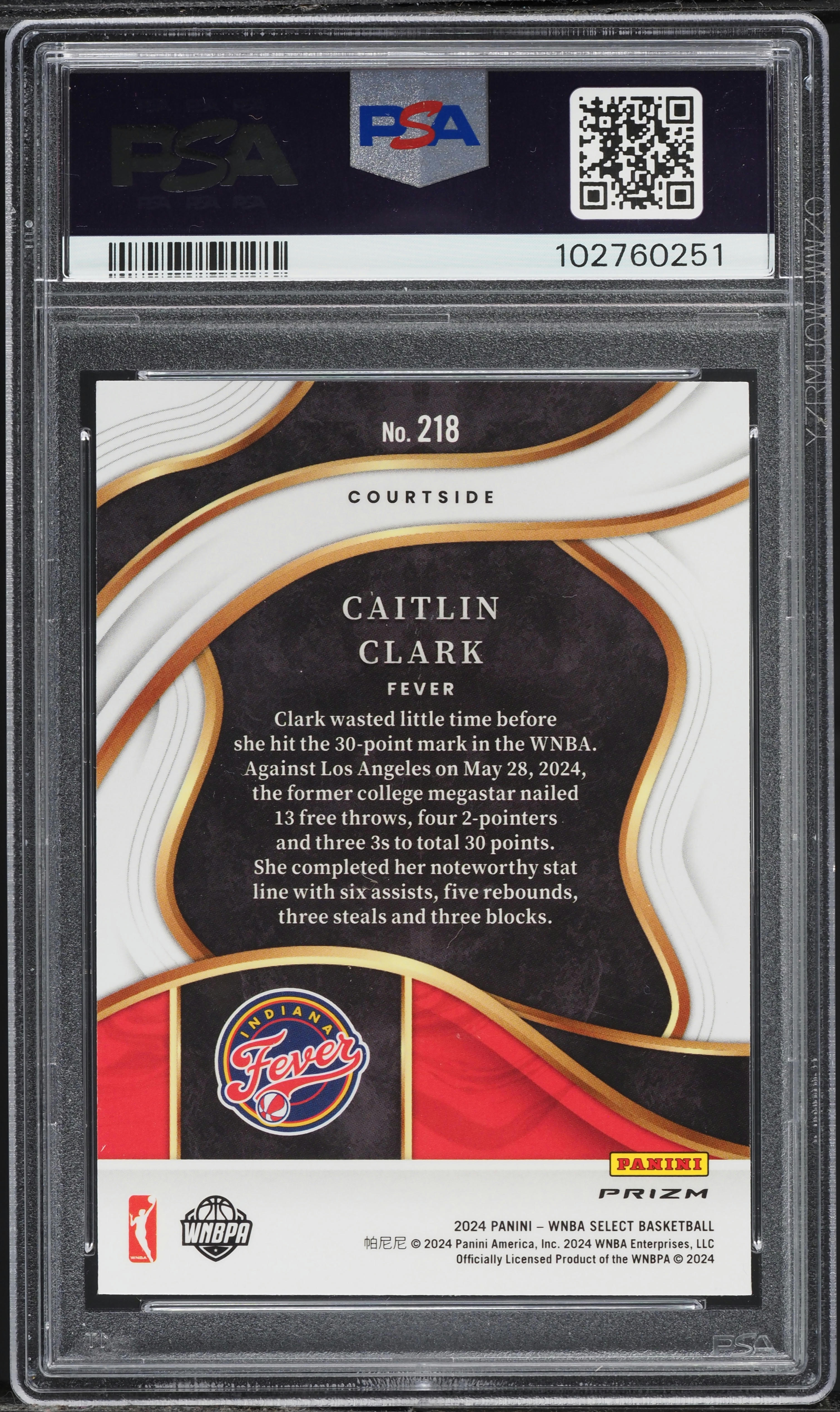 2024 Select Courtside WNBA Pink Ice Caitlin Clark ROOKIE #218 PSA 2024 Select Courtside WNBA Pink Ice Caitlin Clark ROOKIE #218 PSA