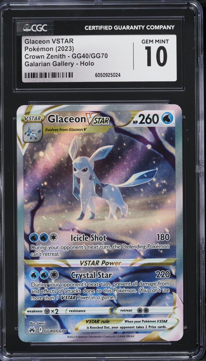 2023 Pokemon SWSH Crown Zenith Alt Art Glaceon VSTAR #GG40 CGC 10 GEM MINT