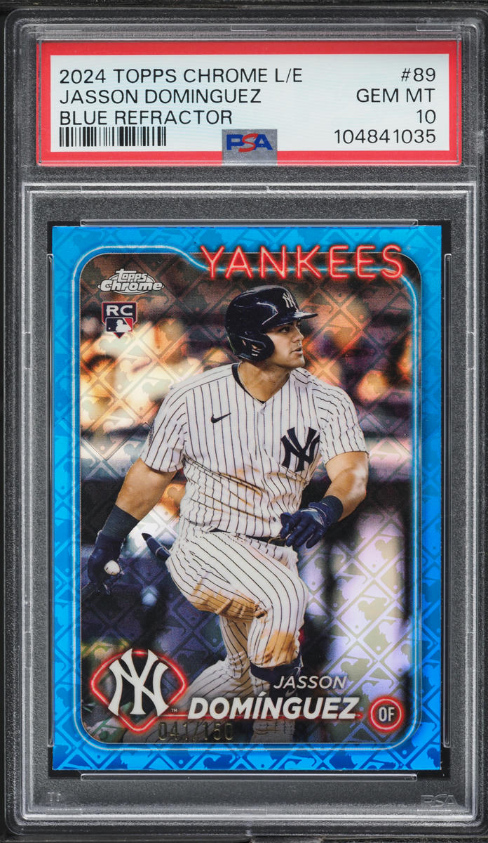 2024 Topps Chrome Logofractor Blue Refractor Jasson Dominguez RC /150 #89 PSA 10