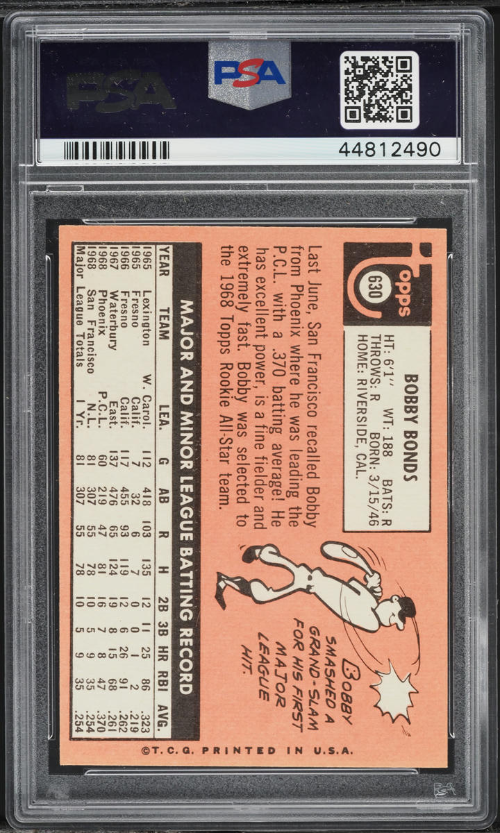 1969 Topps Bobby Bonds ROOKIE #630 PSA 9 MINT