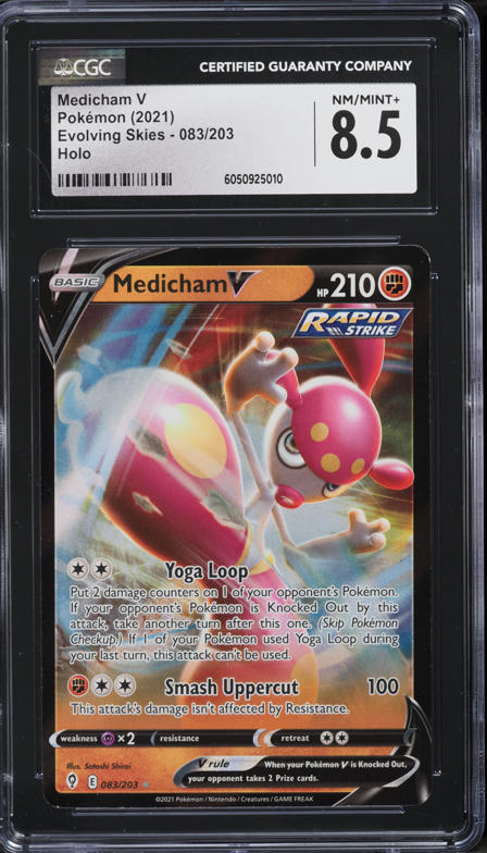 2021 Pokemon SWSH Evolving Skies Holo Medicham V #83 CGC 8.5 NM-MT+