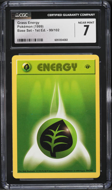 1999 Pokemon Base Set Shadowless 1st Edition Grass Energy #99 CGC 7 NRMT