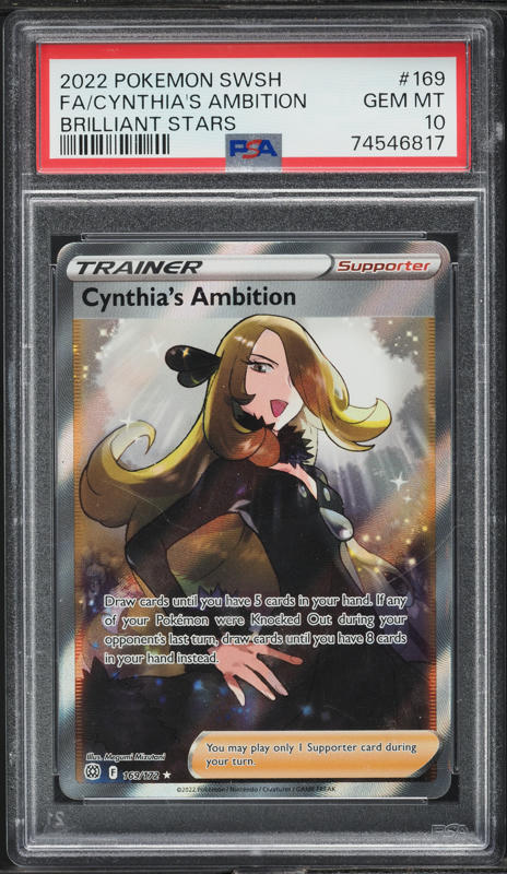 2022 Pokemon SWSH Brilliant Stars Full Art Cynthia's Ambition #169 PSA 10 GEM