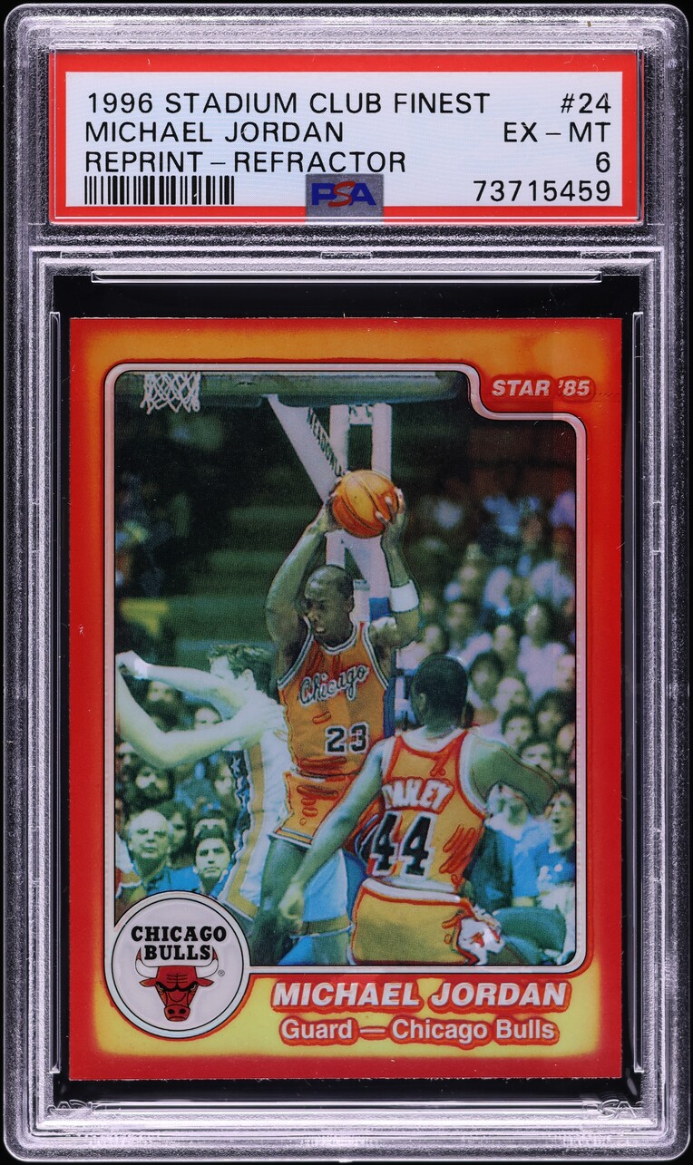 1996 Stadium Club Finest Reprint Refractor Michael Jordan #24 PSA 6 EXMT