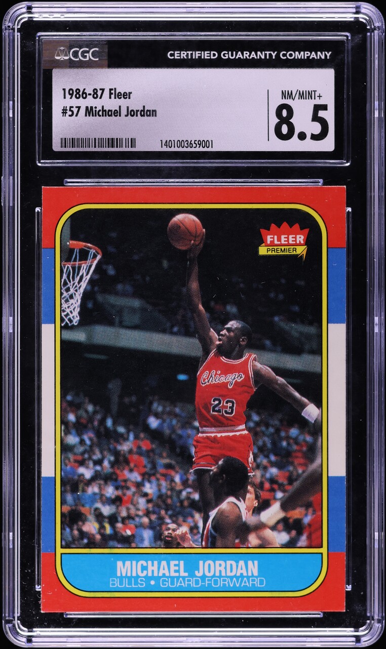 1986 Fleer Basketball Michael Jordan ROOKIE #57 CGC 8.5 NM-MT+