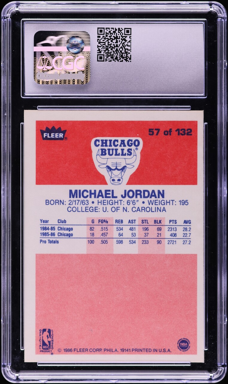 1986 Fleer Basketball Michael Jordan ROOKIE #57 CGC 8.5 NM-MT+