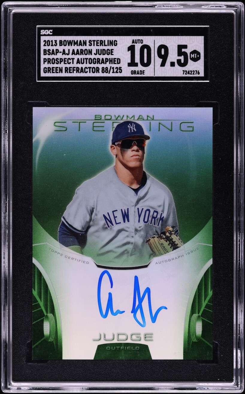 2013 Bowman Sterling Green Refractor Aaron Judge PROSPECT AUTO /125 SGC 9.5