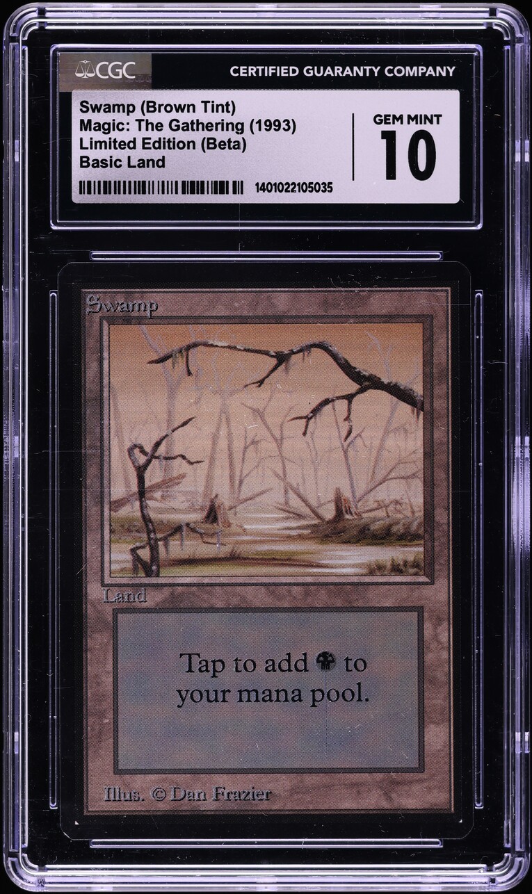 1993 Magic The Gathering MTG Beta Brown Tint Swamp CGC 10 GEM MINT