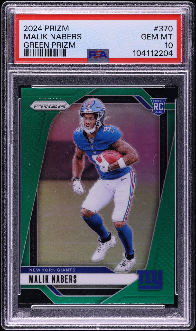2024 Panini Prizm Green Malik Nabers ROOKIE #370 PSA 10 GEM MINT