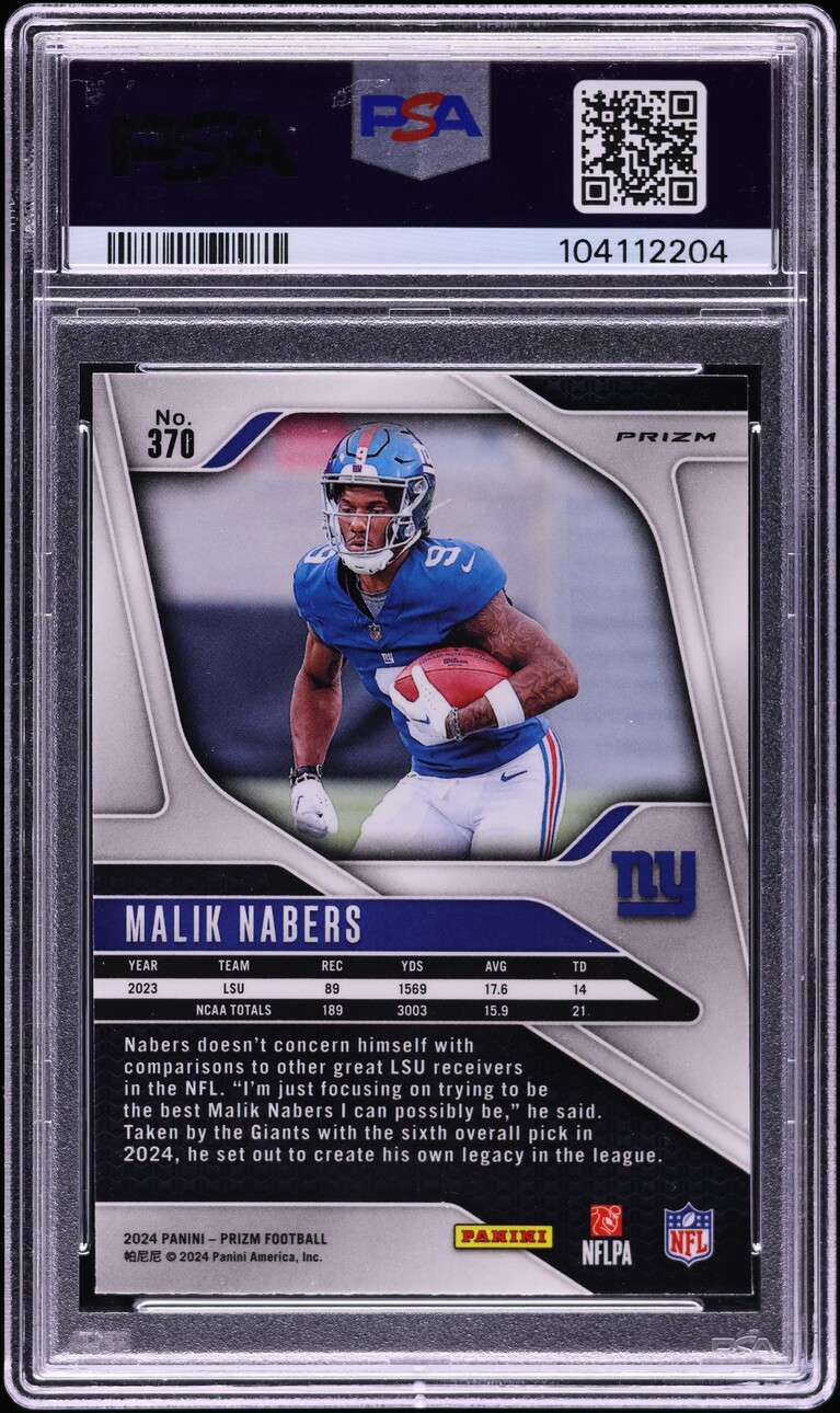 2024 Panini Prizm Green Malik Nabers ROOKIE #370 PSA 10 GEM MINT