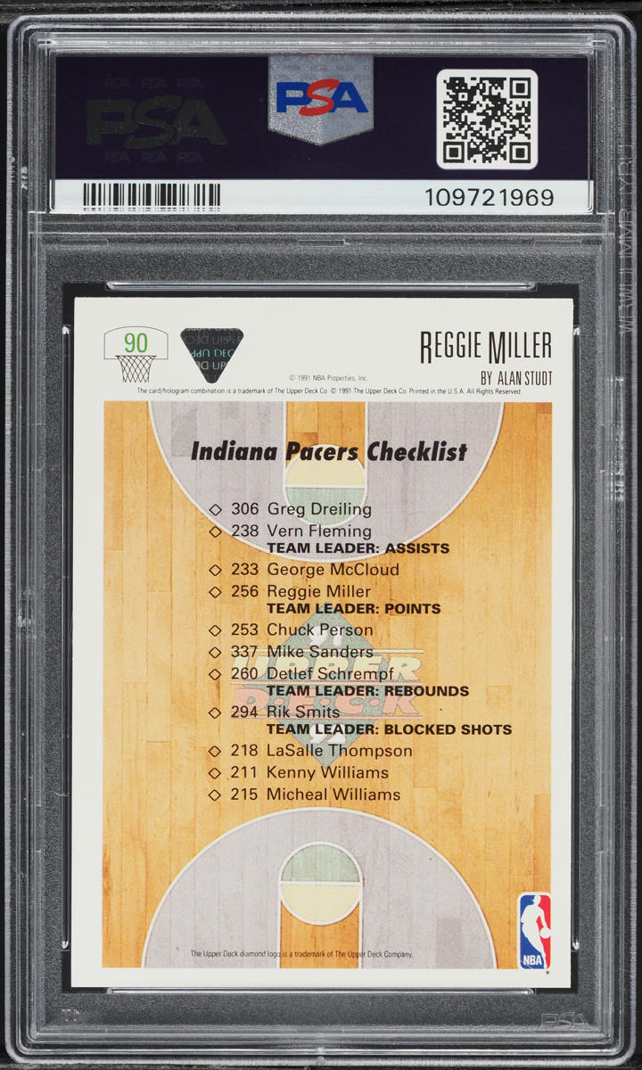 1991 Upper Deck Pacers Checklist Reggie Miller #90 PSA 9 MINT