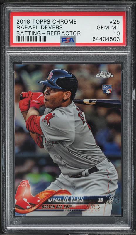 2018 Topps Chrome Batting Refractor Rafael Devers ROOKIE #25 PSA 