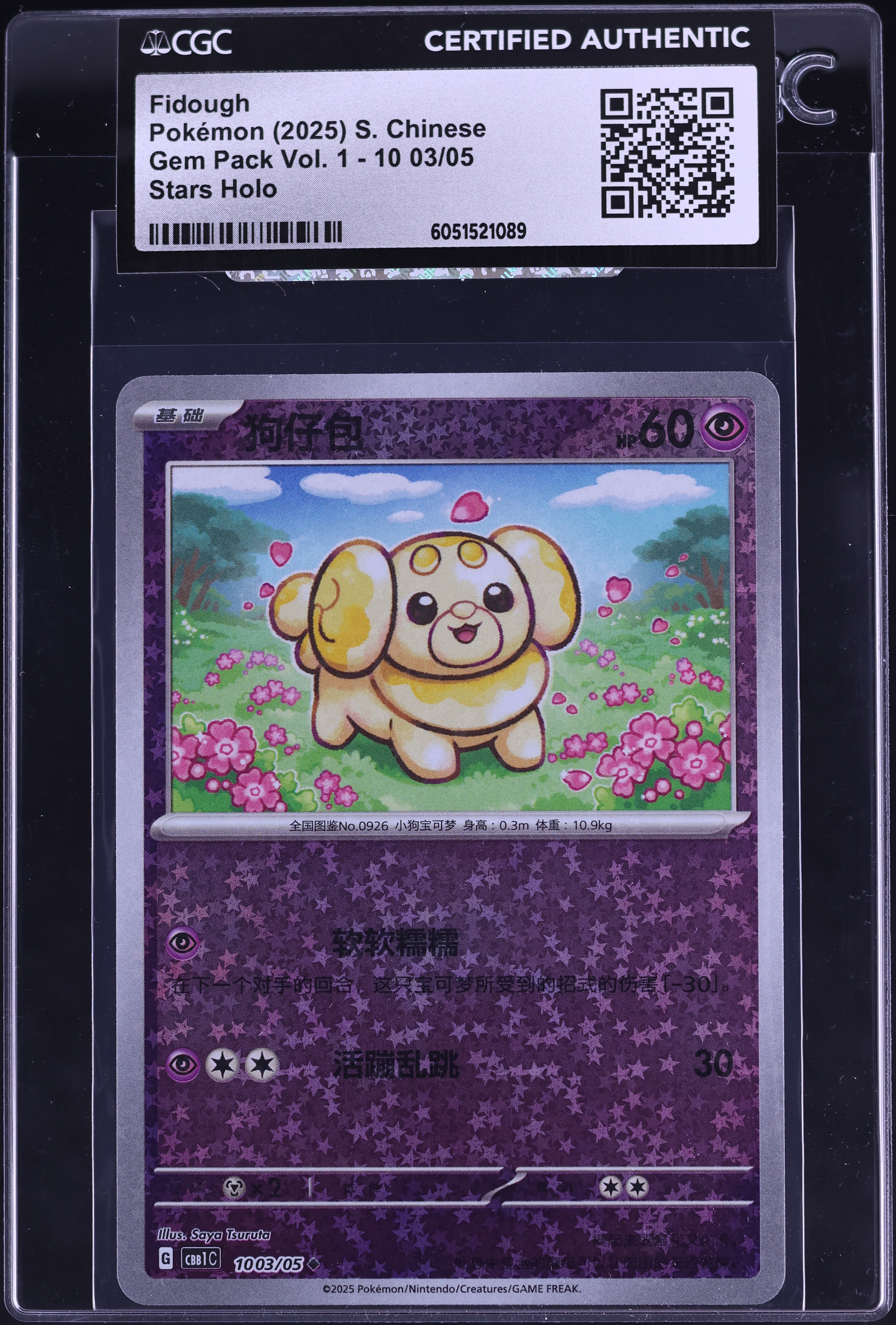 2025 Pokemon Chinese Gem Pack Vol. 1 Stars Holo Fidough #1003 CGC AUTH 2025 Pokemon Chinese Gem Pack Vol. 1 Stars Holo Fidough #1003 CGC AUTH