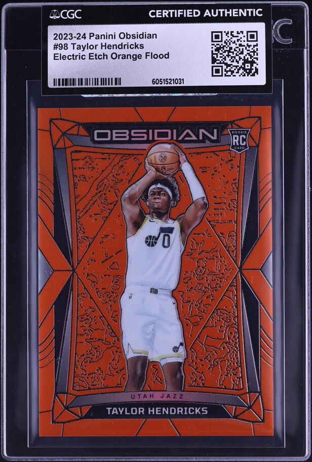 2023 Panini Obsidian Electric Etch Orange Flood Taylor Hendricks