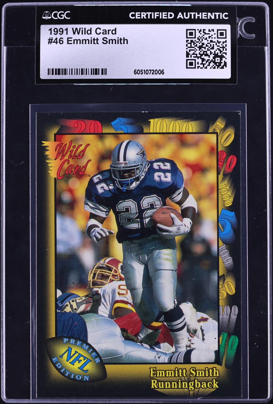 1991 Wild Card Football Emmitt Smith #46 CGC AUTH on Fanatics Collect 1991 Wild Card Football Emmitt Smith #46 CGC AUTH on Fanatics Collect
