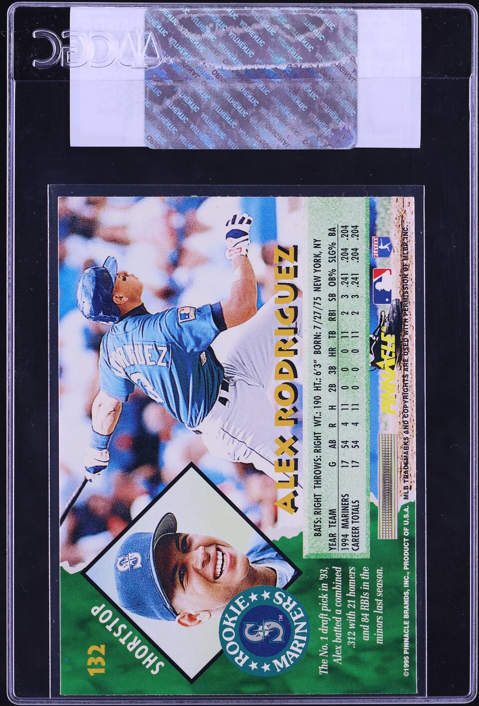 1995 Pinnacle Alex Rodriguez #132 CGC AUTH