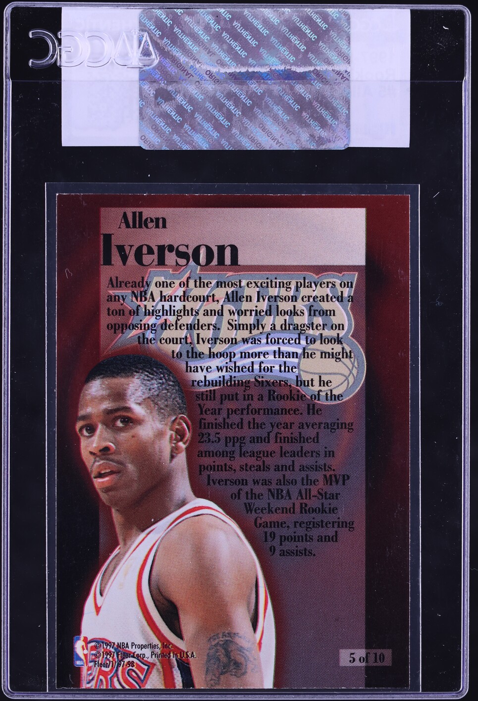1997 Fleer Rookie Rewind Allen Iverson ROOKIE #5 CGC AUTH