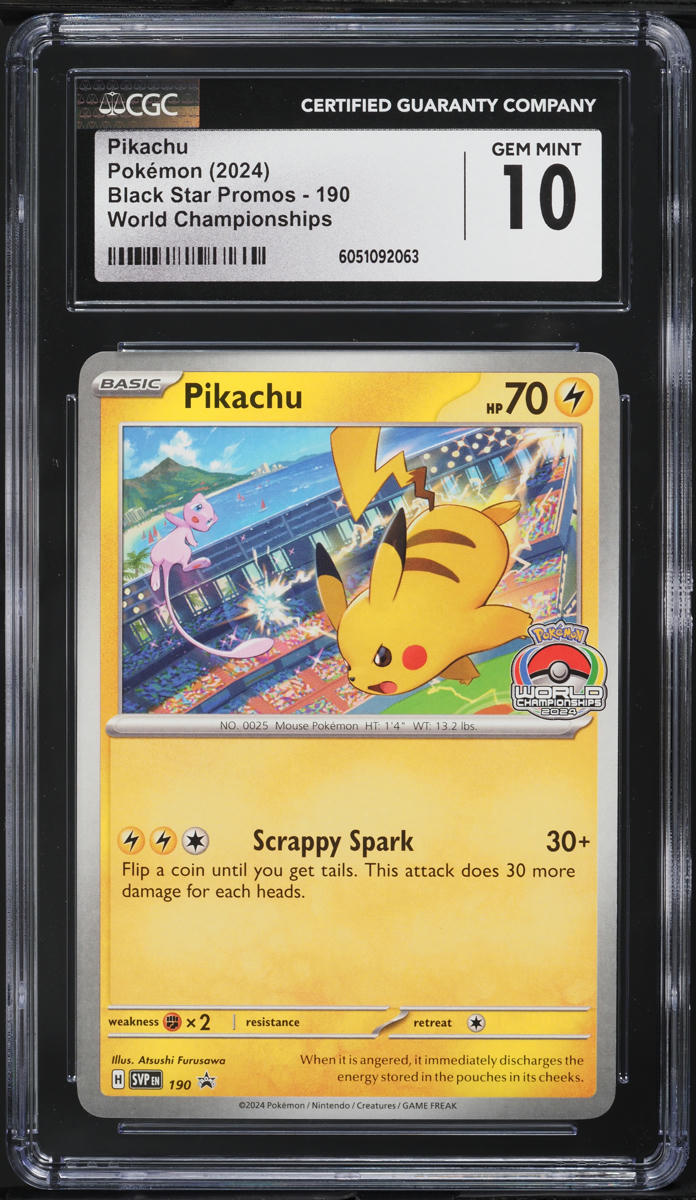 ポケモンカードゲーム Pikachu #190 Gem Mint 10 CGC Gem Mint 10: Pokémon Pikachu Black Star Promo 190 - World
