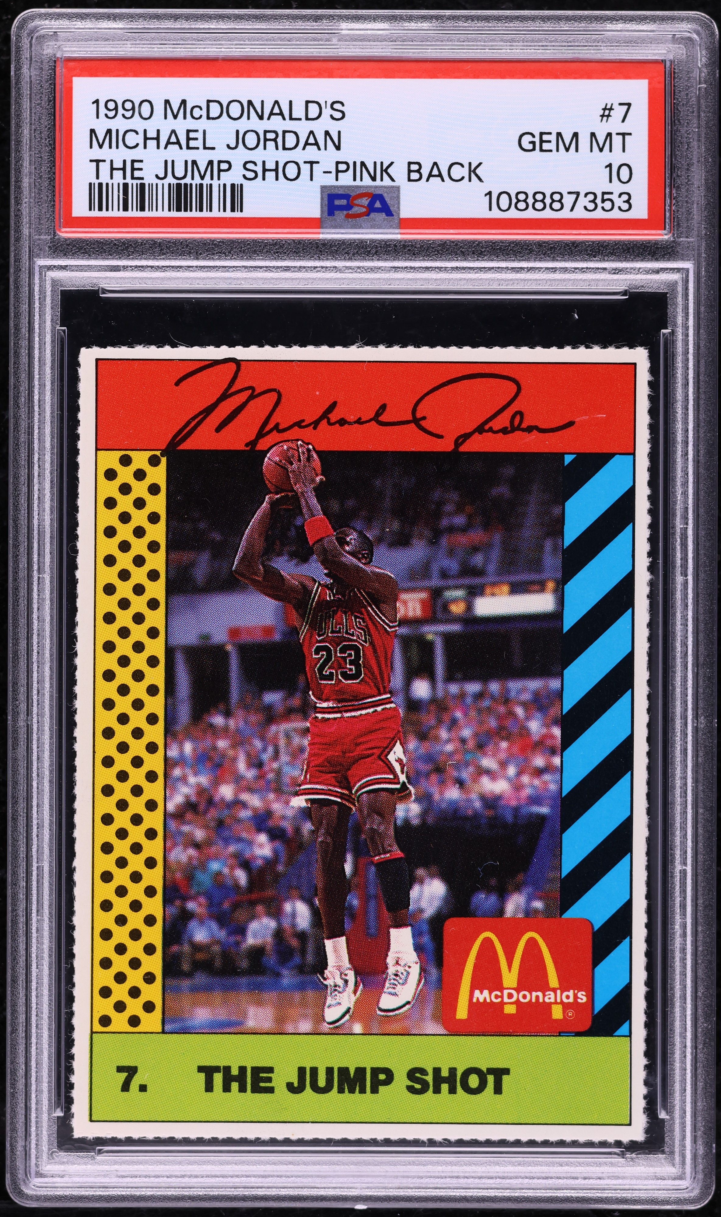 【希少】 マイケルジョーダン　バレンタインカード 1990 McDonald's Jump Shot Pink Back Michael Jordan #7 PSA 10 GEM