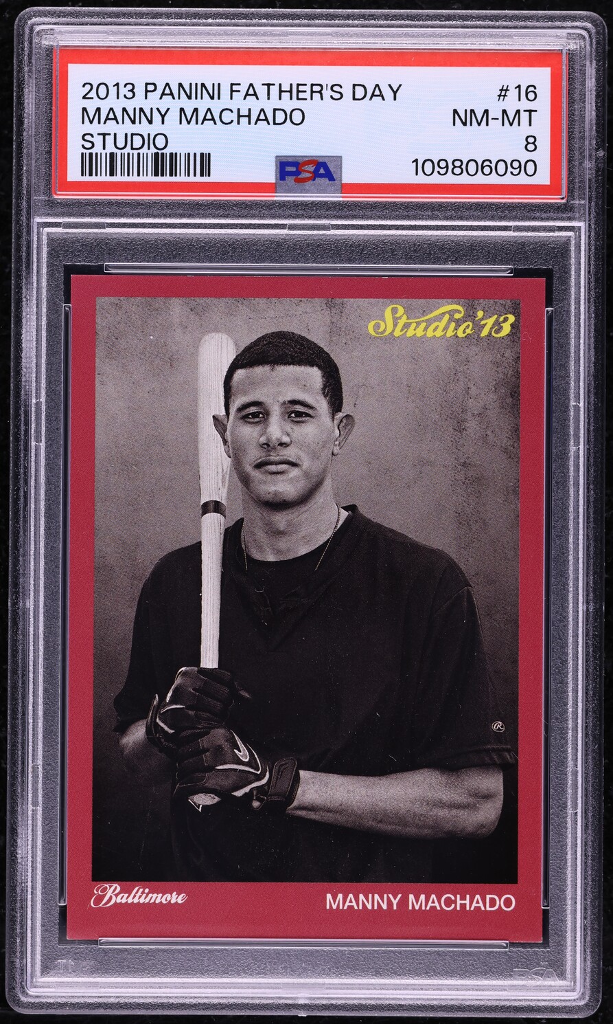 2013 Panini Father's Day Studio Manny Machado ROOKIE #16 PSA 8 NM-MT