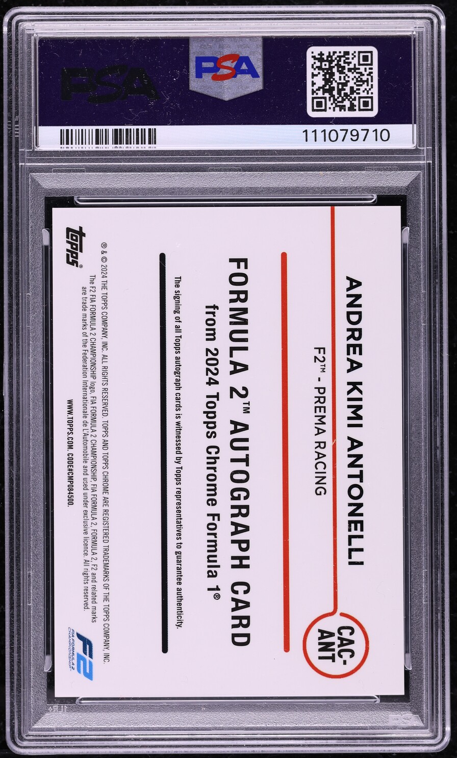 2024 Topps Chrome Formula 1 Green Andrea Kimi Antonelli /99 AUTO DNA 10 PSA 10