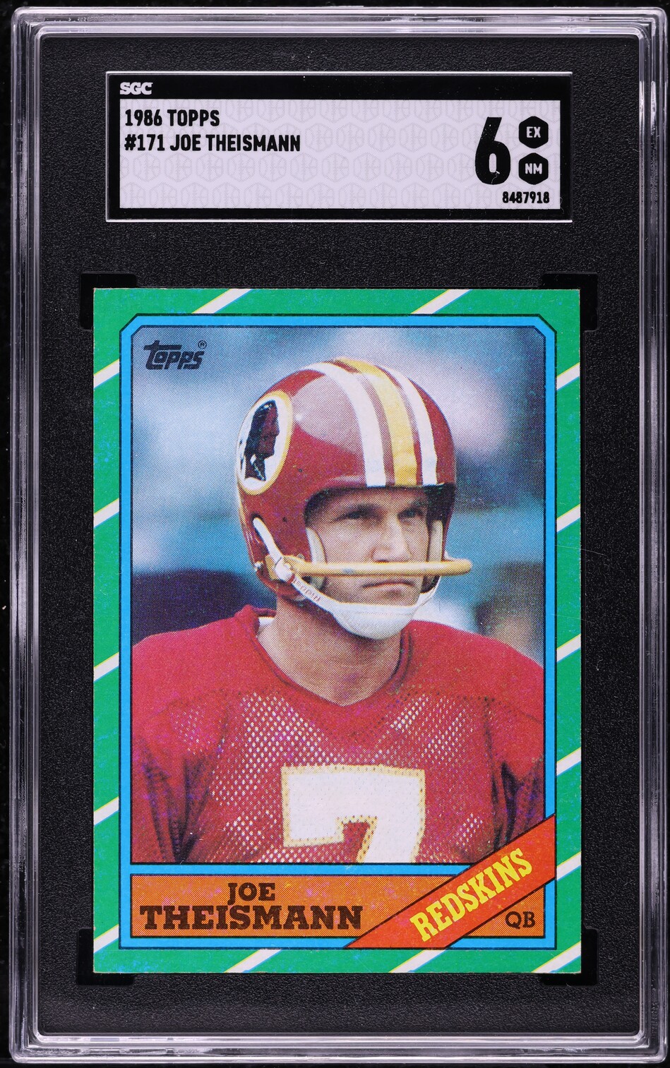 1986 Topps Football Joe Theismann #171 SGC 6 EXMT