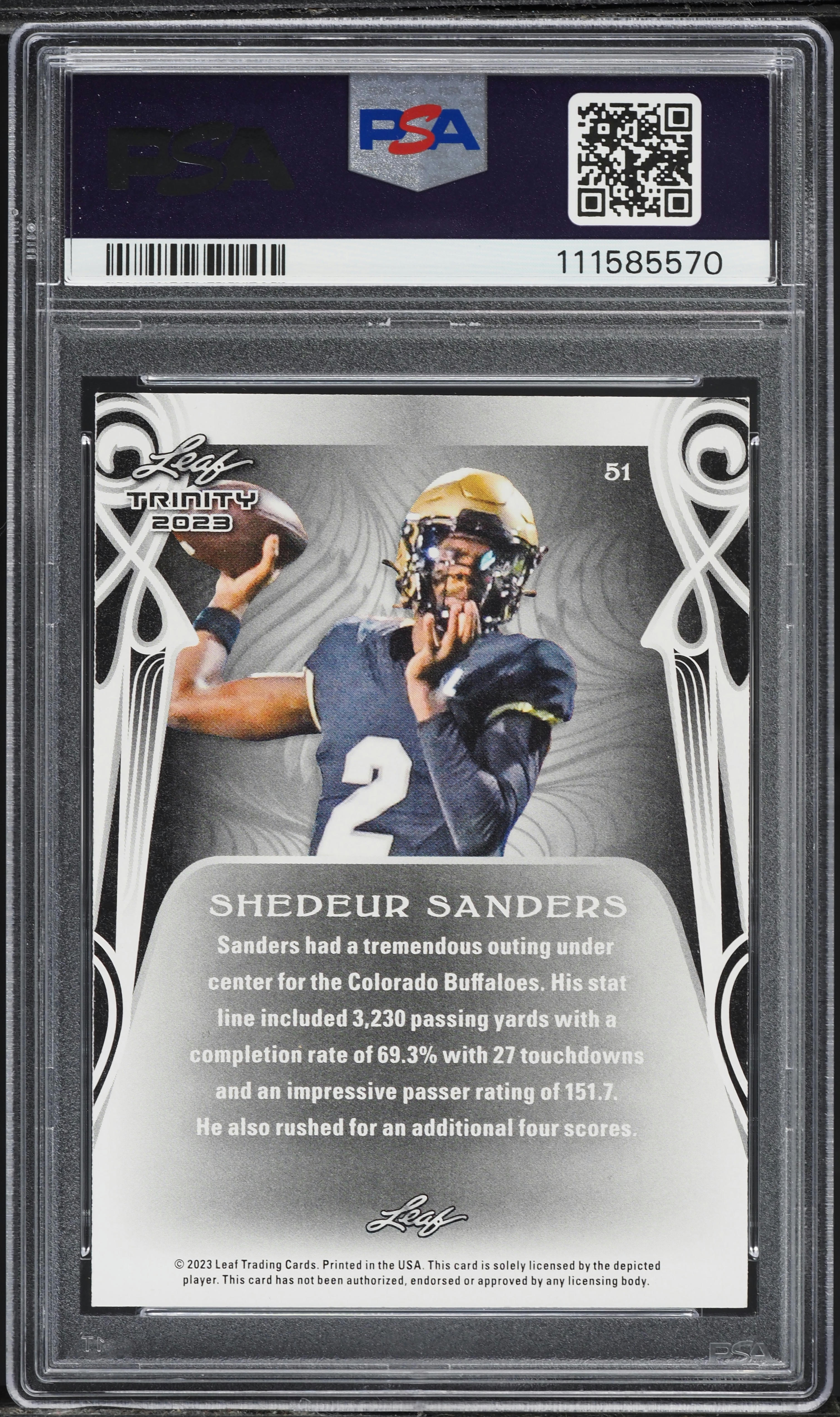 2023 Leaf Trinity Mega Box Shedeur Sanders ROOKIE #51 PSA 9 MINT