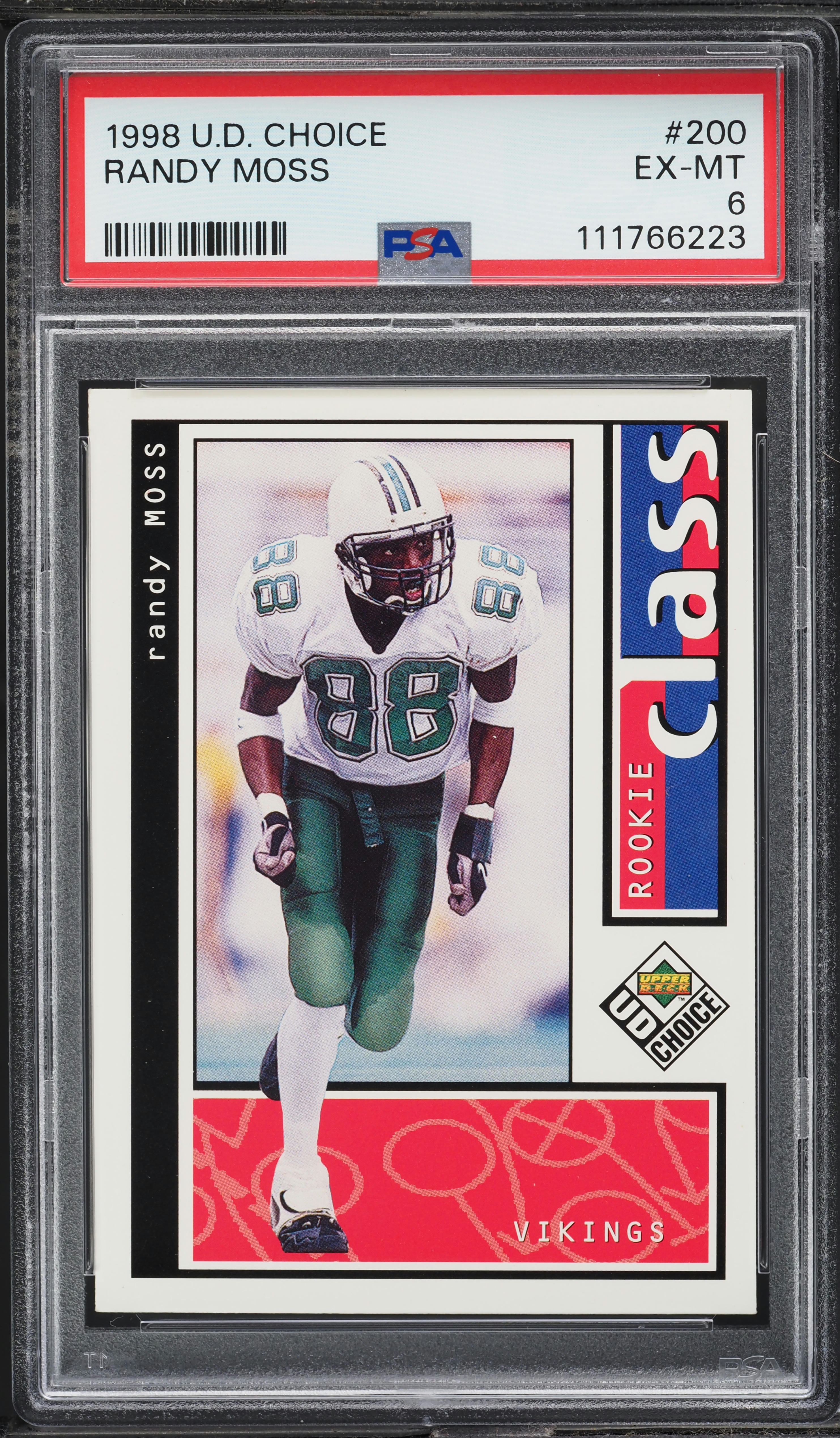 1998 Upper Deck Choice Randy Moss ROOKIE #200 PSA 6 EXMT on